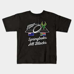 South Africa New Zealand Rugby Rivalry | Springbok & All Black Supporters Kids T-Shirt